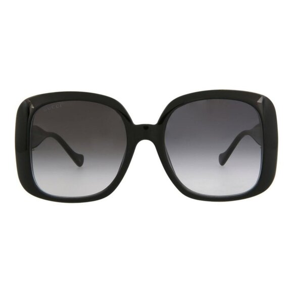 Gucci Womens Square/Rectangle Black Black Grey Fashion Designer Eyewear - Picture 2 of 4